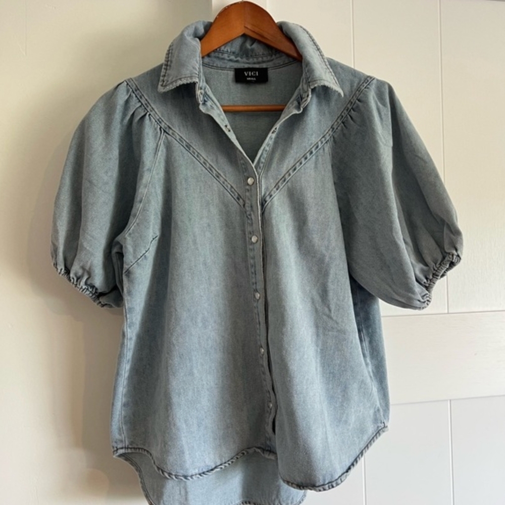 Vici Light Blue Button-Up Shirt - Picture 2 of 3